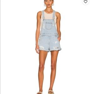 Meghan Distressed Short Overalls